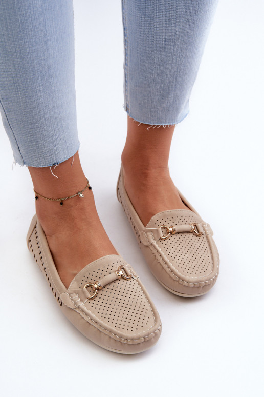 moteriški mokasinai su aužūro elementais su ornamentais smėlio spalvos Kaydance moteriški mokasinai su aužūro elementais su ornamentais smėlio spalvos Kaydance