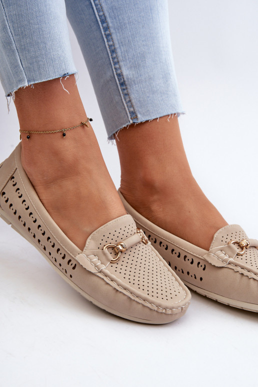 moteriški mokasinai su aužūro elementais su ornamentais smėlio spalvos Kaydance moteriški mokasinai su aužūro elementais su ornamentais smėlio spalvos Kaydance