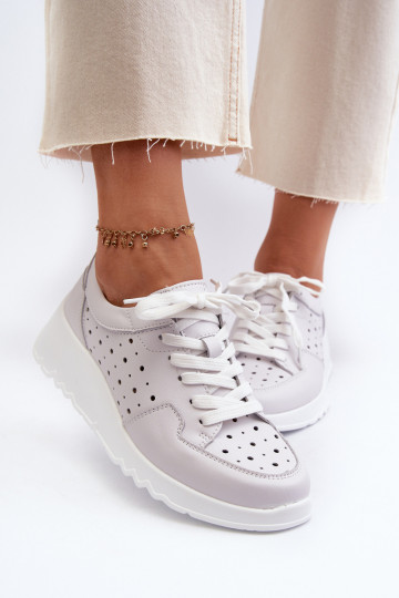 su aužūro elementais   Sneakers modelio batai  natūralios odos pilkos spalvos S.Barski LR482 2