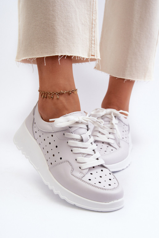 su aužūro elementais   Sneakers modelio batai  natūralios odos pilkos spalvos S.Barski LR482