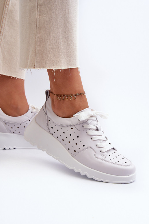 su aužūro elementais   Sneakers modelio batai  natūralios odos pilkos spalvos S.Barski LR482