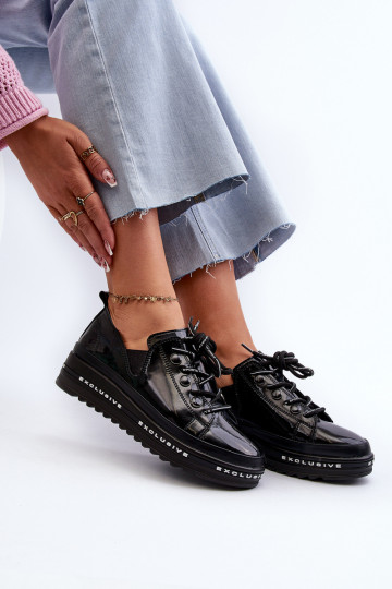 Suvarstomi batai   su platforma natūralios odos S.Barski LR620 juodos spalvos 2