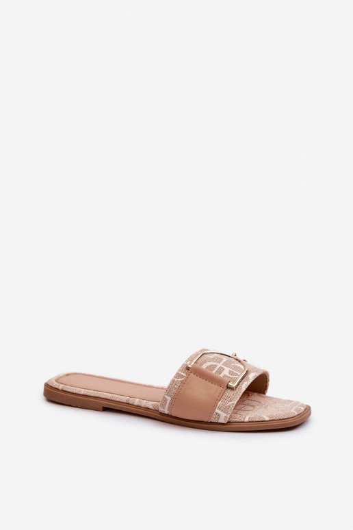 su blizgesiu Moteriškos šlepetės su ornamentais smėlio spalvos Taleci su blizgesiu Moteriškos šlepetės su ornamentais smėlio spalvos Taleci