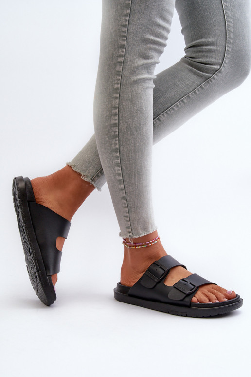 Lengvos šlepetės   su sagtimis Big Star NN274A750 juodos spalvos Lengvos šlepetės   su sagtimis Big Star NN274A750 juodos spalvos