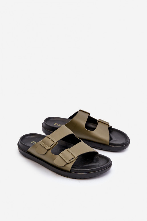 Lengvos vyriškos šlepetės su sagtimis Big Star NN174592 chaki spalvos Lengvos vyriškos šlepetės su sagtimis Big Star NN174592 chaki spalvos