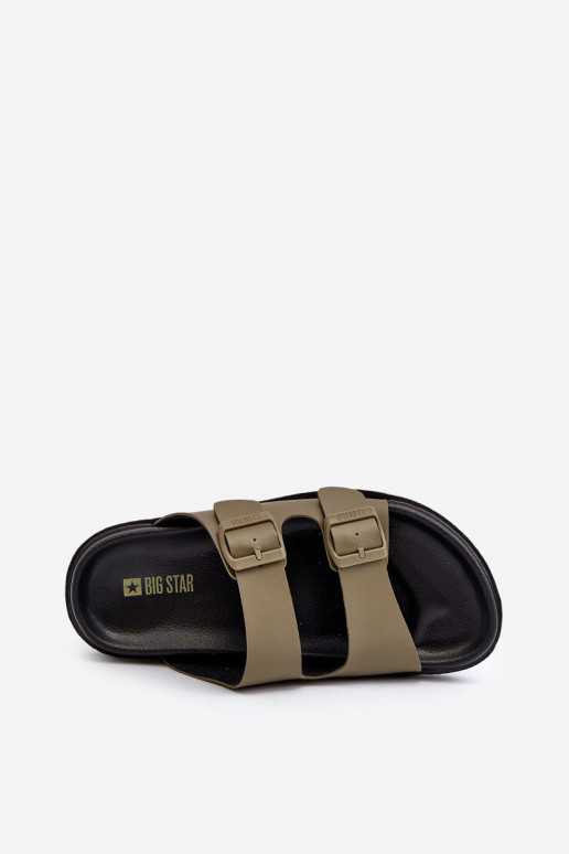 Lengvos vyriškos šlepetės su sagtimis Big Star NN174592 chaki spalvos Lengvos vyriškos šlepetės su sagtimis Big Star NN174592 chaki spalvos