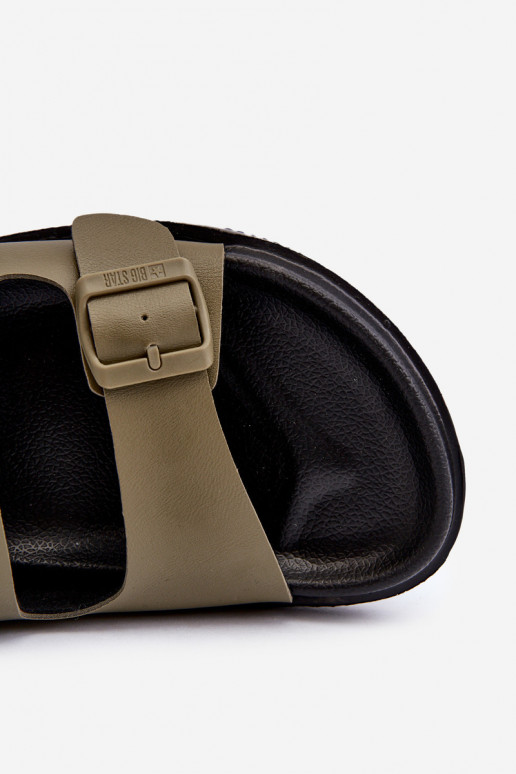 Lengvos vyriškos šlepetės su sagtimis Big Star NN174592 chaki spalvos Lengvos vyriškos šlepetės su sagtimis Big Star NN174592 chaki spalvos