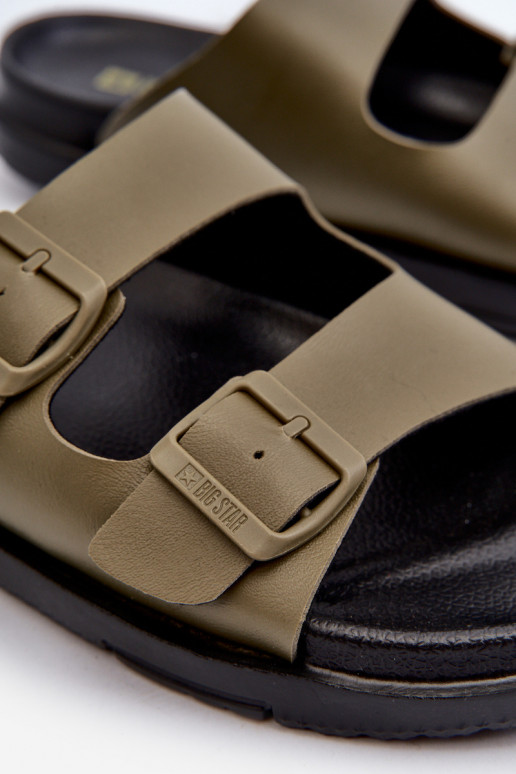 Lengvos vyriškos šlepetės su sagtimis Big Star NN174592 chaki spalvos Lengvos vyriškos šlepetės su sagtimis Big Star NN174592 chaki spalvos