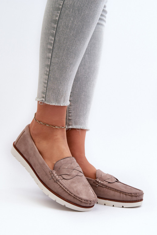 Moteriški ekologiški zomšiniai mokasinai, tamsiai smėlio spalvos Nestalia Moteriški ekologiški zomšiniai mokasinai, tamsiai smėlio spalvos Nestalia