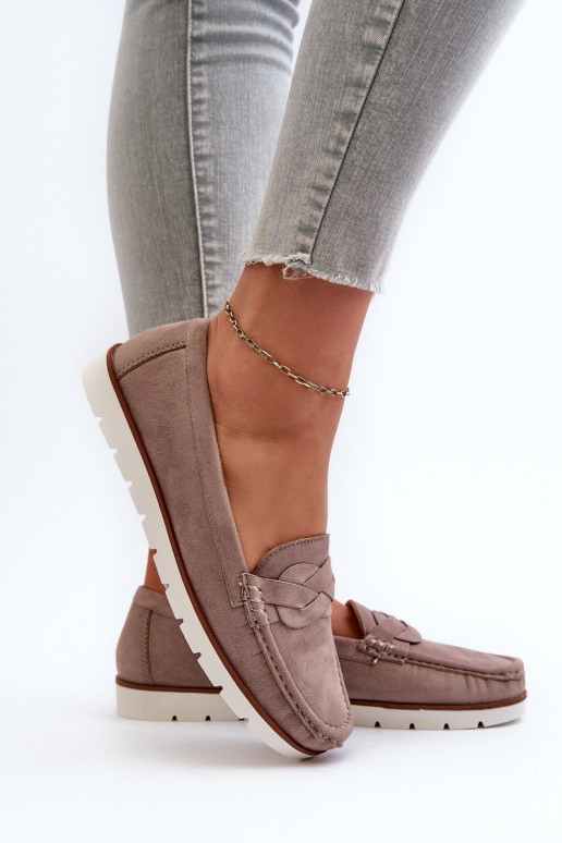 Moteriški ekologiški zomšiniai mokasinai, tamsiai smėlio spalvos Nestalia Moteriški ekologiški zomšiniai mokasinai, tamsiai smėlio spalvos Nestalia