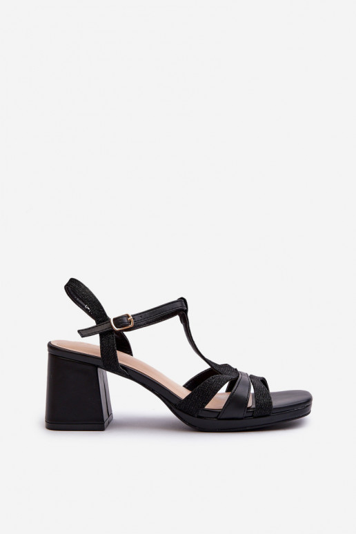 Moteriškos aukštakulnės basutės iš eko odos juodos spalvos Lyana Moteriškos aukštakulnės basutės iš eko odos juodos spalvos Lyana