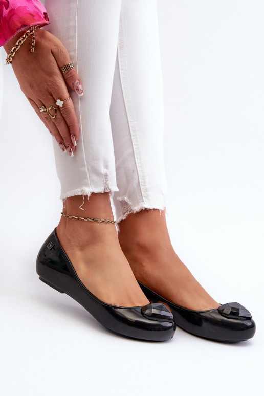 Balerinos su širdelėmis  NN285011 juodos spalvos Balerinos su širdelėmis  NN285011 juodos spalvos