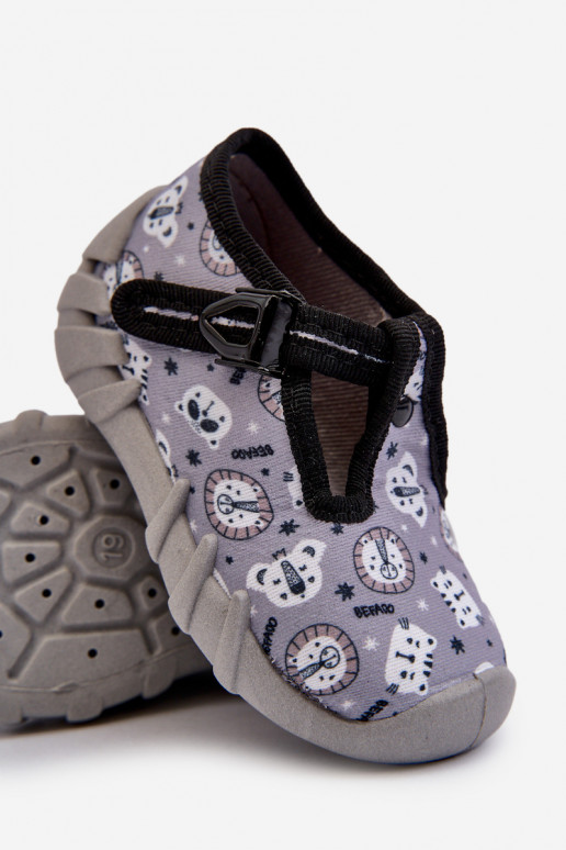 Patogios šlepetės Vaikiški BEFADO 110N488 pilkos spalvos Patogios šlepetės Vaikiški BEFADO 110N488 pilkos spalvos