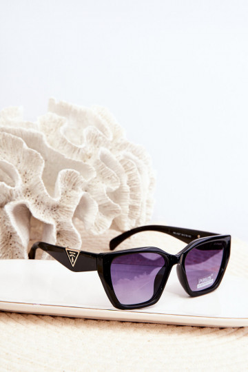 Moteriškos Klasikinio modelio Akiniai nuo saulės Ze aukso spalvosmi Detalami UV400 juodos spalvos