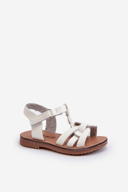 Vaikiškos basutės su lipniais užsegimais baltos spalvos Marimona