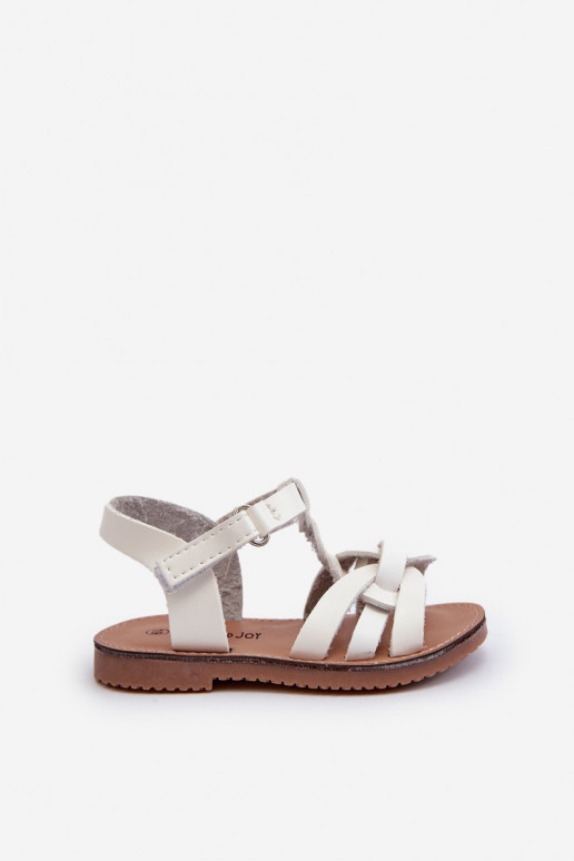 Vaikiškos basutės su lipniais užsegimais baltos spalvos Marimona