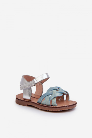 sandalai Vaikiški su lipniais užsegimais Z Przeplatającymi Się Paseczkami mėlynos spalvos Dianttha 2