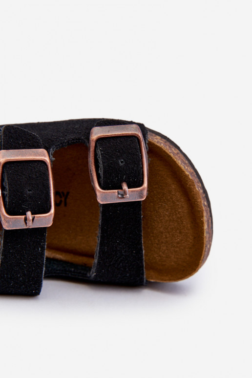 sandalai Vaikiški su platforma su lipniais užsegimais juodos spalvos Rorria