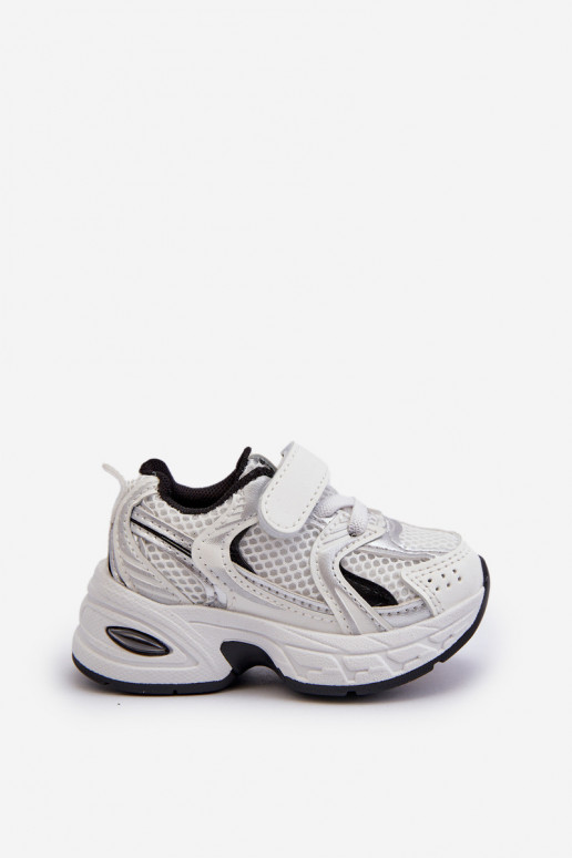 Vaikiški sportiniai bateliai Sneakers modelio batai su lipniais užsegimais Baltos-juodos spalvos Ephona Vaikiški sportiniai bateliai Sneakers modelio batai su lipniais užsegimais Baltos-juodos spalvos Ephona
