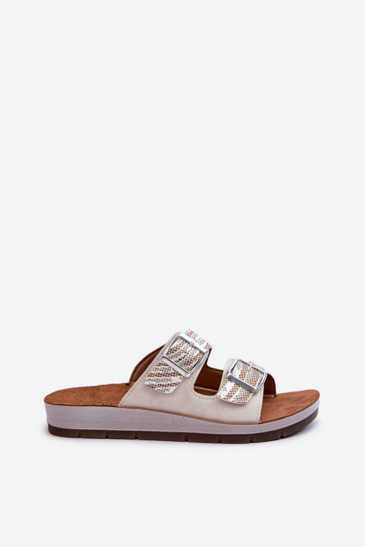 Patogios moteriškos šlepetės su sagtimis Inblu CP000045 smėlio spalvos