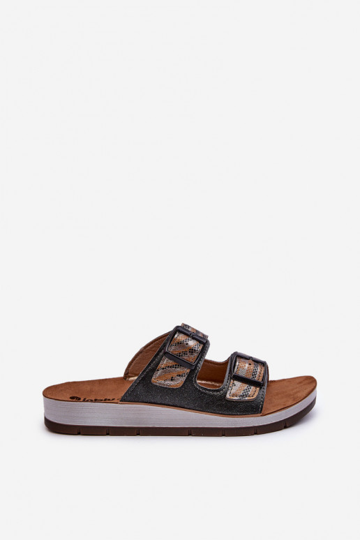 Patogios moteriškos šlepetės su sagtimis Inblu CP000045 juodos spalvos