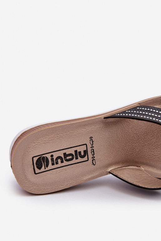 Patogios moteriškos šlepetės su tviskančiomis akutėmis Inblu BV000037 juodos spalvos