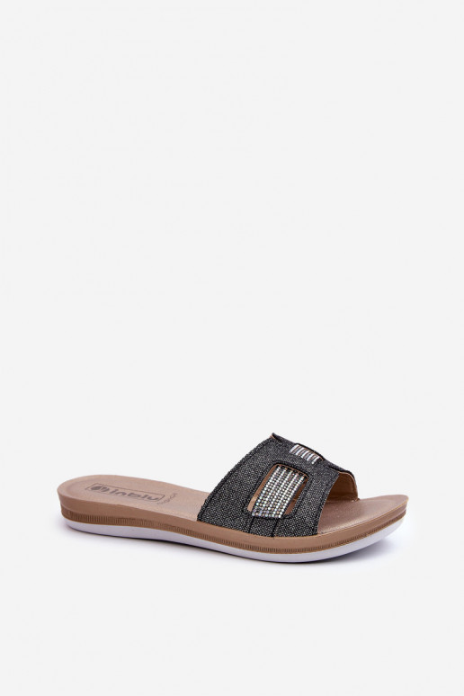 Patogios blizgančios šlepetės   Inblu BA000050 juodos spalvos