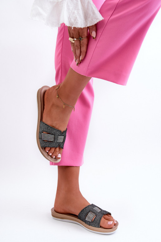 Patogios blizgančios šlepetės   Inblu BA000050 juodos spalvos