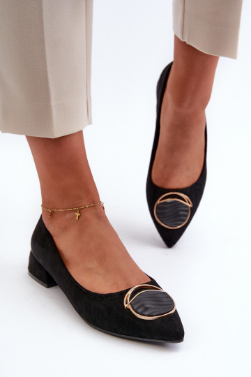 Bateliai žemu kulniuku Z iš eko zomšosu S.Barski KV27-037 juodos spalvos 2