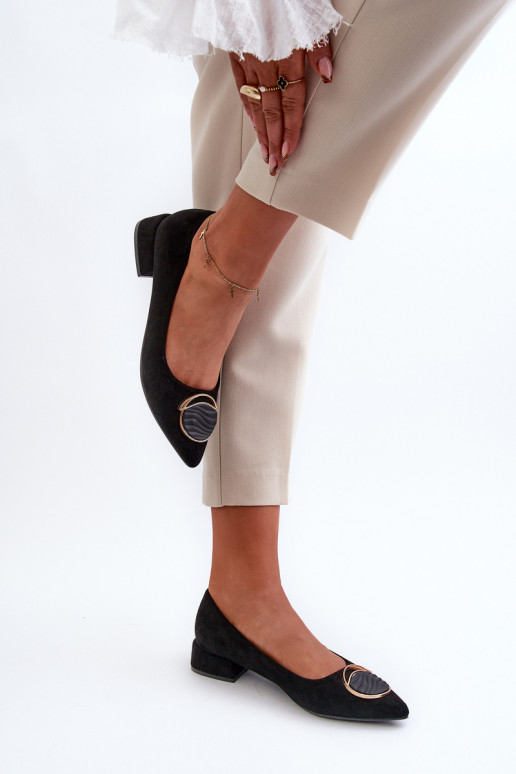 Bateliai žemu kulniuku Z iš eko zomšosu S.Barski KV27-037 juodos spalvos