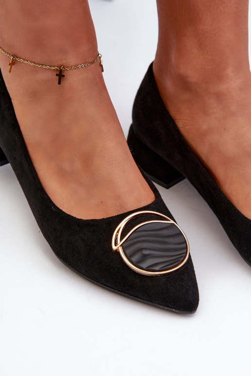 Bateliai žemu kulniuku Z iš eko zomšosu S.Barski KV27-037 juodos spalvos