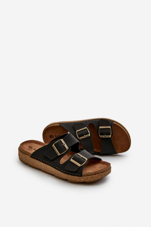 Lengva Patogios šlepetės Vyrai su sagtimis Inblu MT000016 juodos spalvos