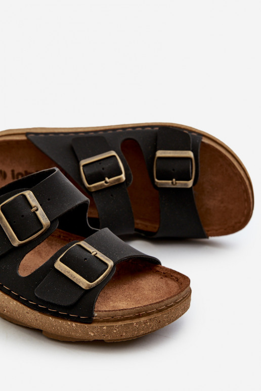 Lengva Patogios šlepetės Vyrai su sagtimis Inblu MT000016 juodos spalvos