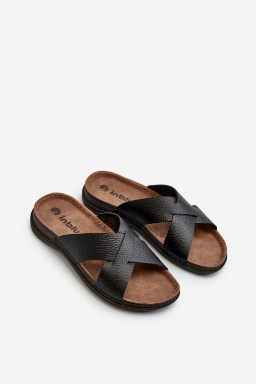 Patogus Lengvos šlepetės iš eko odos Inblu GV00001I juodos spalvos