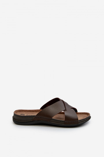 Patogus Lengvos šlepetės iš eko odos Inblu GV00001I rudos spalvos 2