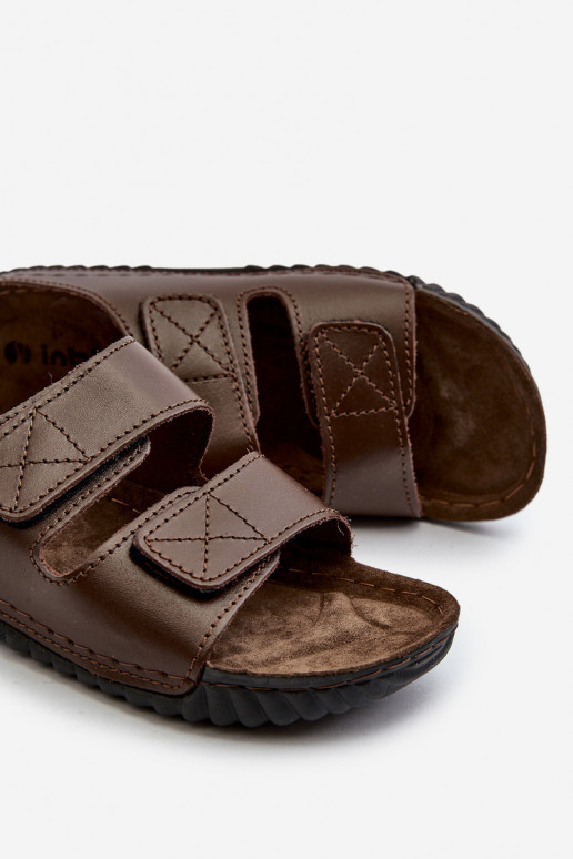 Patogios šlepetės Vyrai su juostelėmis su lipniais užsegimais Inblu FM00001U tamsiai rudos spalvos