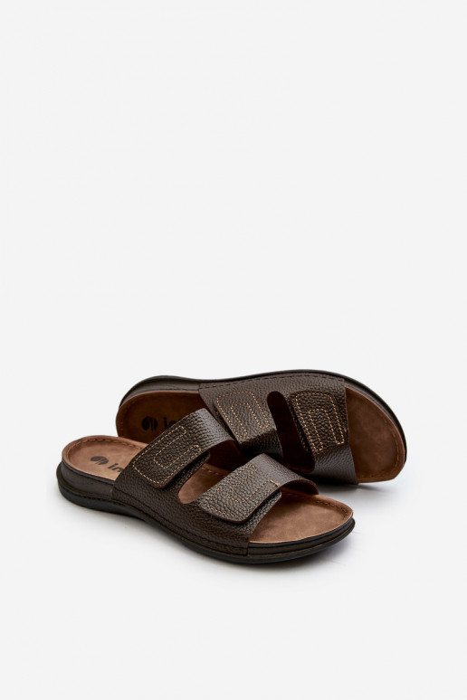 Patogios šlepetės Vyrai su juostelėmis su lipniais užsegimais Inblu GV00002I tamsiai rudos spalvos