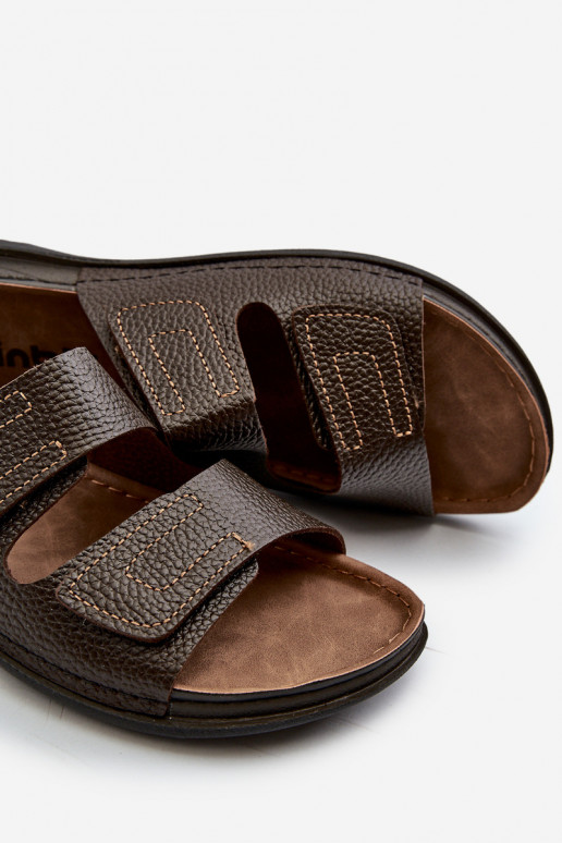 Patogios šlepetės Vyrai su juostelėmis su lipniais užsegimais Inblu GV00002I tamsiai rudos spalvos