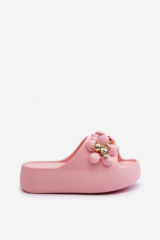 Moteriškos Šlepetės Lengvos šlepetės su gražiomis detalėmis su masyviu padu rožinės spalvos Bremavia