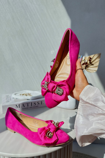 Moteriškos Eko Zomšinės balerinos su kaspinais I Broszką rožinės spalvos Satris 2