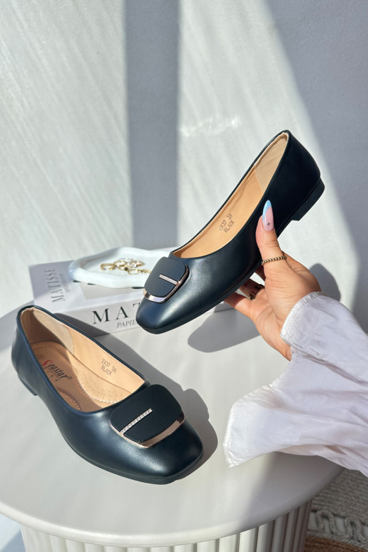 Balerinos Moteriškos Eko Oda su ornamentais juodos spalvos Edoslli