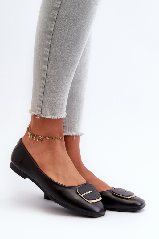 Balerinos Moteriškos Eko Oda su ornamentais juodos spalvos Edoslli