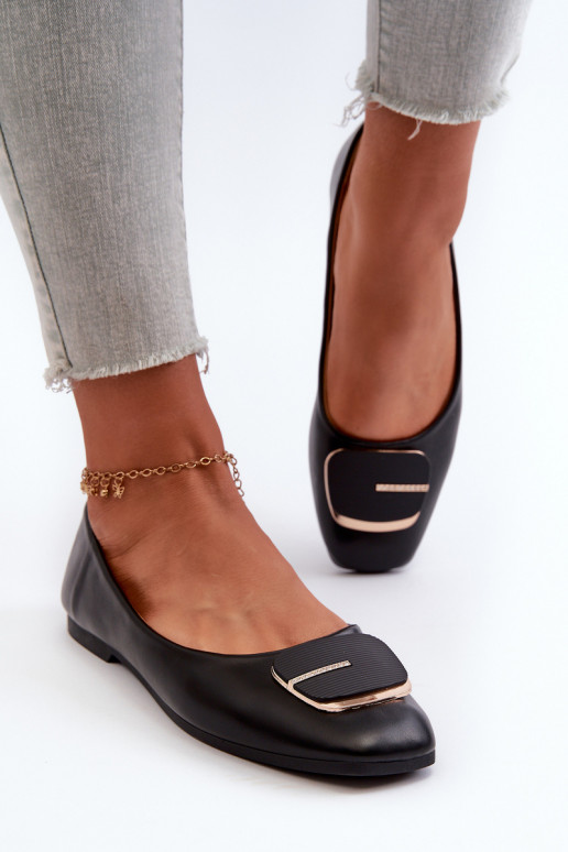 Balerinos Moteriškos Eko Oda su ornamentais juodos spalvos Edoslli