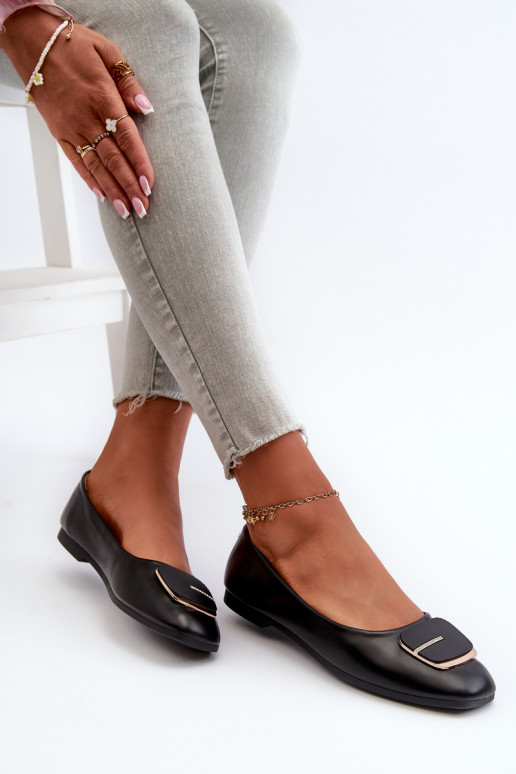 Balerinos Moteriškos Eko Oda su ornamentais juodos spalvos Edoslli