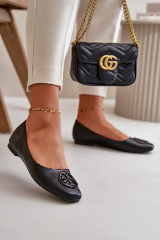 Balerinos Moteriškas su ornamentais Eko Oda juodos spalvos Rhodike