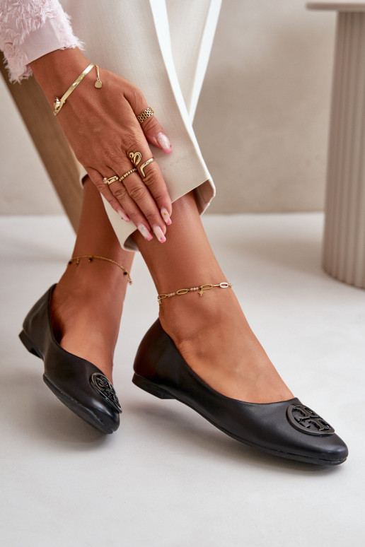 Balerinos Moteriškas su ornamentais Eko Oda juodos spalvos Rhodike