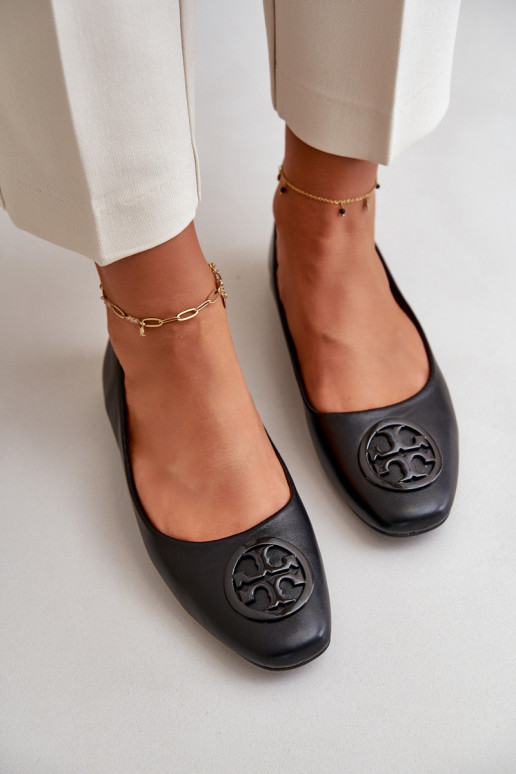 Balerinos Moteriškas su ornamentais Eko Oda juodos spalvos Rhodike