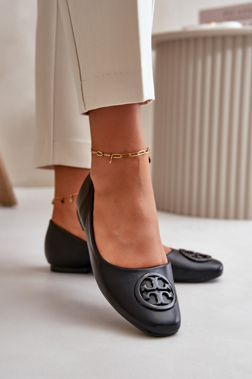 Balerinos Moteriškas su ornamentais Eko Oda juodos spalvos Rhodike