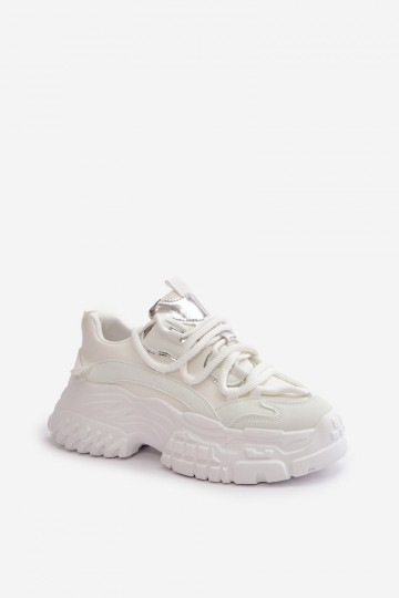 Sneakers modelio batai Moteriškas su madingais masyviais padais baltos spalvos Nevela 2