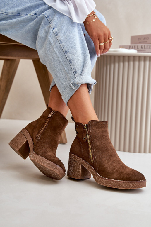 pašiltinti Moteriški aulinukai Z iš eko zomšosu tamsiai rudos spalvos Velarilla